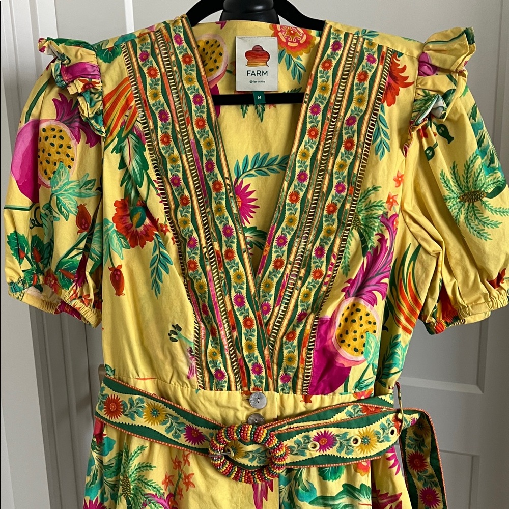 FARM Rio Tropical Yellow Dress with Floral Accents - Picture 3 of 6